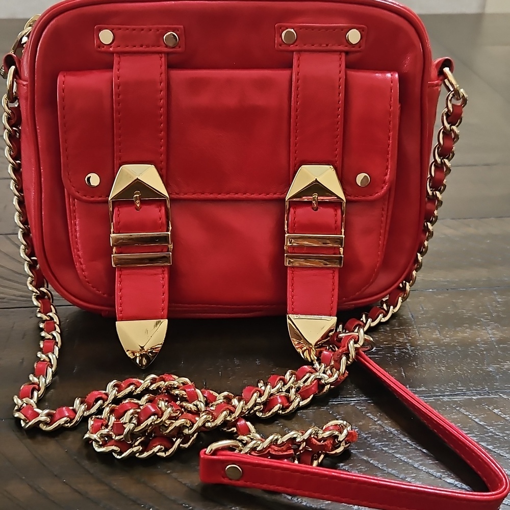 Rebecca Minkoff Red Leather Crossbody with Gold Hardware